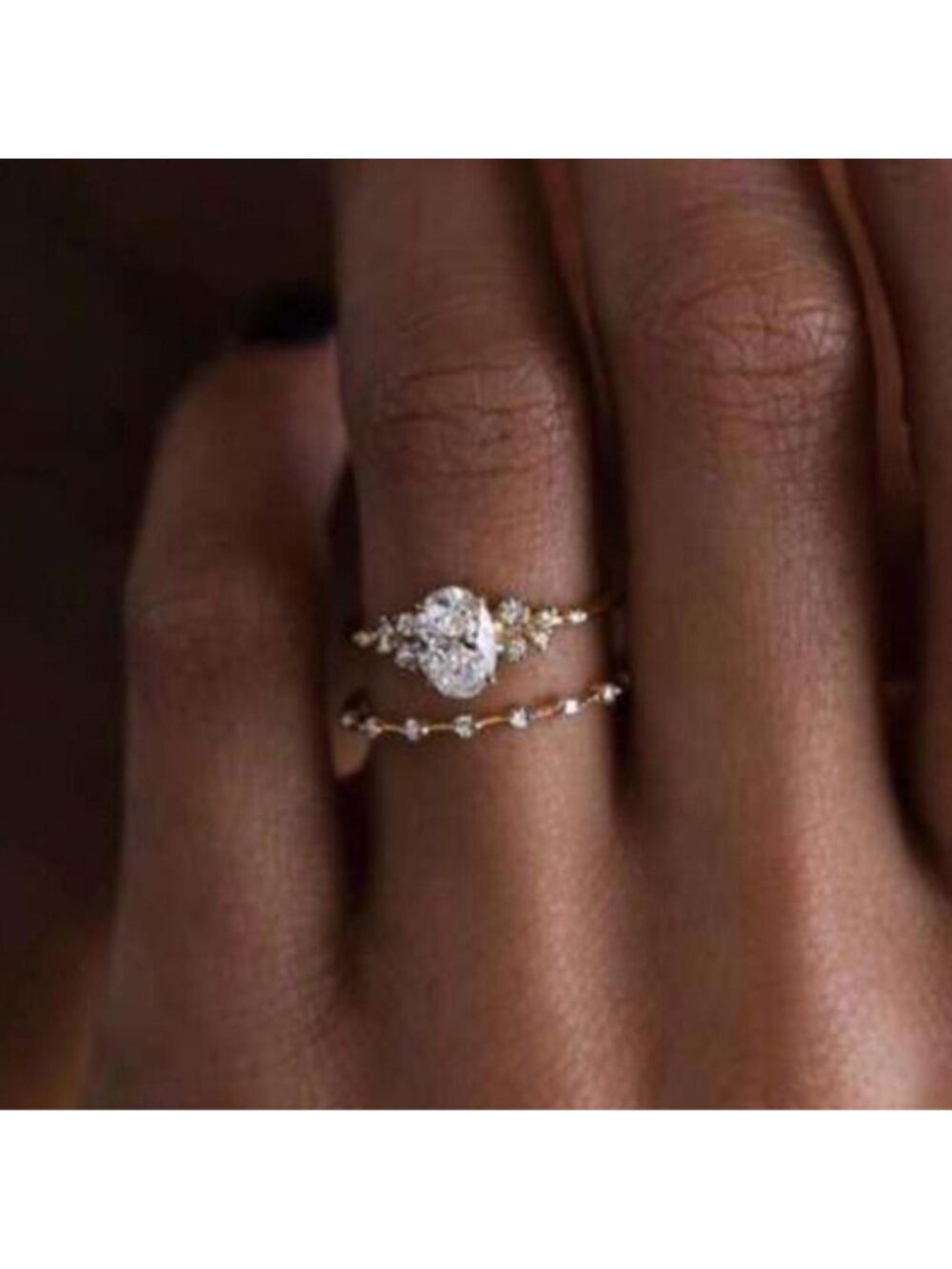 New rose gold plated ring set2 pieces